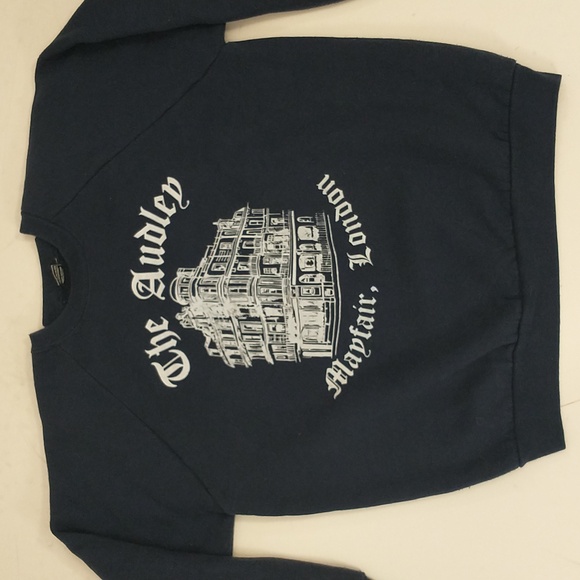Vintage Sweatshirt The Audley Mayfair, London Screen Stars USA Navy Blue Unisex - Picture 2 of 7